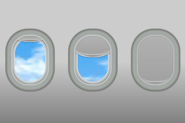 portholes of airplane