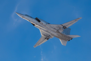 The strategic bomber makes pass over airfield