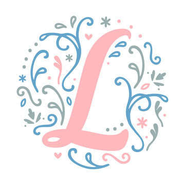 Feminine Floral Monogram Alphabet 'L'