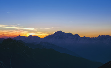Mont Blanc summit the highest mountain peak in Europe