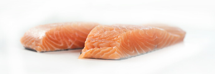 Fillet of salmon isolated on white background