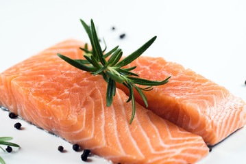 Fillet of salmon isolated on white background