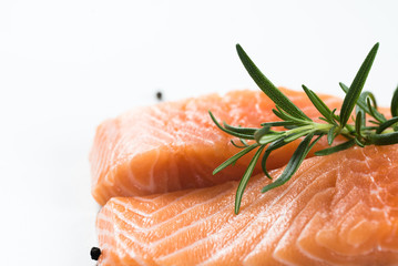 Fillet of salmon isolated on white background