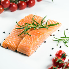 Fillet of salmon isolated on white background