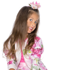 Fashionable little girl in a dress