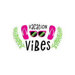 Summer vibes. Vector set of Cartoon badges, cute stickers. Patch or fashion pin badges. Sun, sea.