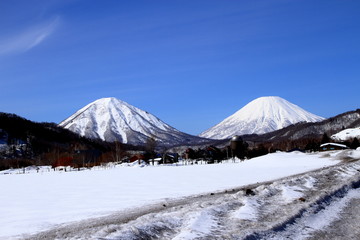 Hokkaido, Yotei and winter landscape of Shiribetsudake