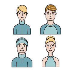 Set of male and female avatars for web, flat style