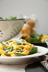 Spinach tagliatelle pasta