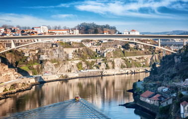 Fototapeta premium Porto, Portugal old town skyline from across the Douro River.