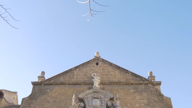 Tilt down of Church of Saint Justus and Pastor