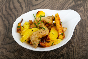 Fried potato with pork