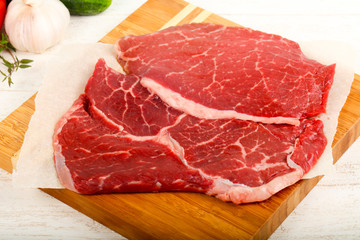 Raw beef steak