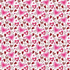Seamless vector pattern with red hearts.
