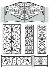 Vector set of elegant forged metal elements.