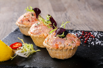 Canape with shrimp salad