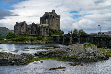 Eilean Donan castle on a cloudy day, Highlands, Scotland, UK