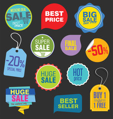 Sale stickers and tags vector illustration collection 