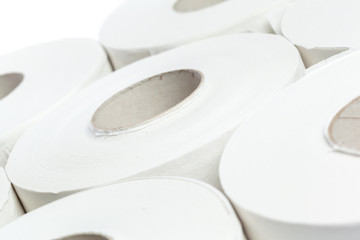 toilet paper on white background
