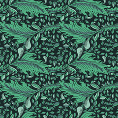 Naklejka na ściany i meble Seamless floral green pattern. Vector illustration.