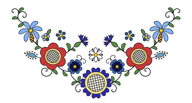 Traditional, modern Polish - Kashubian floral folk corner decoration vector