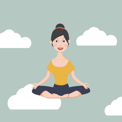 woman meditating in flat design