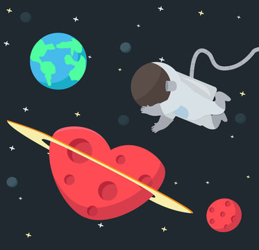 Astronaut floating in space background