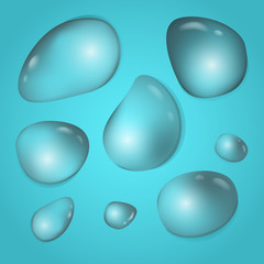 Realistic transparent water drops collection
