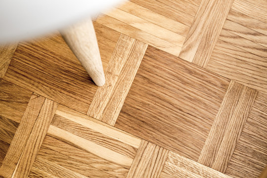 Newly oiled parquet floor