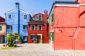 picturesque houses on the island of Burano, Venice