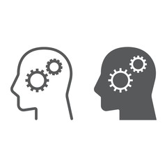 Business Solution line and glyph icon, development and business, person with gear sign vector graphics, a linear pattern on a white background, eps 10.