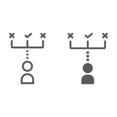 Make decision line and glyph icon, development and business, direction sign vector graphics, a linear pattern on a white background, eps 10.