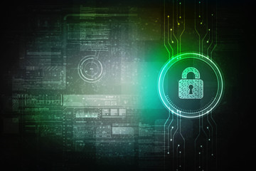 2d illustration Safety concept: Closed Padlock on digital background
