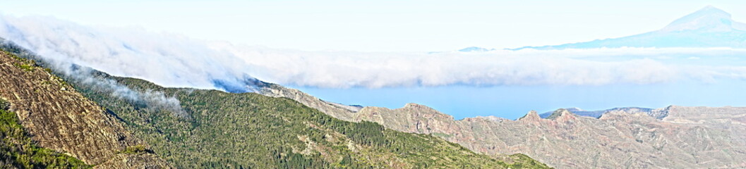 Mountains of La Gomera in the clouds