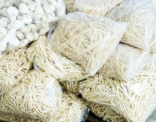 Blurred industry about dog food or snack for pets.