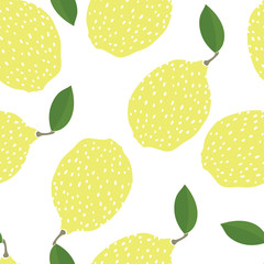 Food collection Funny lemons Hand drawn Seamless pattern