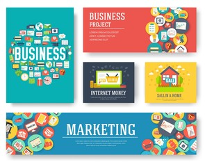 Business elements cards set. Marketing template of flyear, magazines, book cover, banners, booklet. idea infographic concept background. Layout illustrations modern pages with typography text