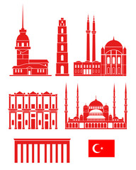 Obraz premium Turkey set. Isolated Turkey architecture on white background