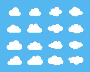 Clouds silhouettes. Vector set of clouds shapes. Collection of various forms and contours. Design elements for the weather forecast, web interface or cloud storage applications