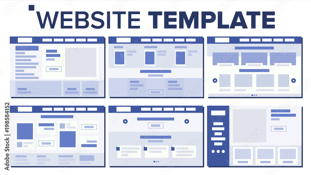 Poster website page set design vector. responsive web pages design concept. ux, ui. wireframes layout, arch