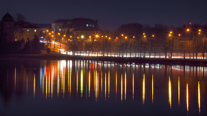 Fototapeta na wymiar Panorama night city lights.