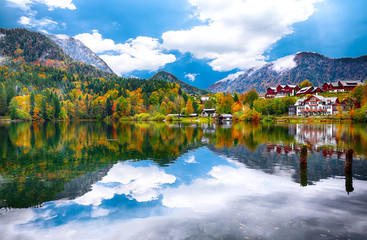 Grundlsee lake in Alps mountains