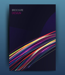 Vector business brochure flyer template or corporate banner design in A4 size.Neon lights on dark background. Modern abstract web, poster ,brochure design template.