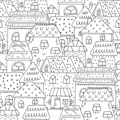 seamless colorful houses pattern vector illustration