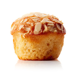 Almond muffin isolated on white