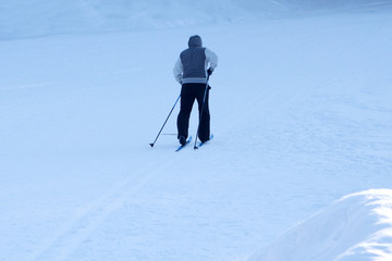 Lone Skier on the Mountain.