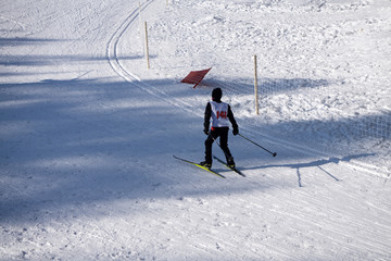 Junior ski downhill competition is held annually on the snowy ski slopes of the roller Coaster city...