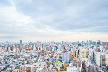 Fototapeta premium Asia business concept for real estate and corporate construction - panoramic modern city skyline aerial sunset view of bunkyo under fantasy pink sky and cloud, tokyo, Japan