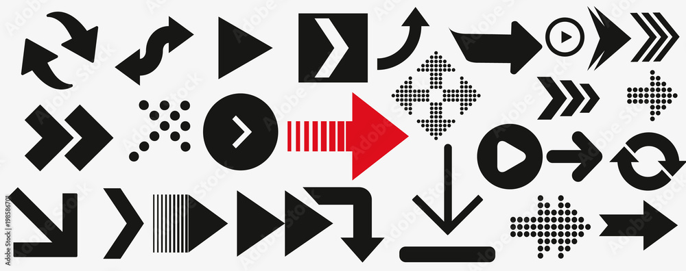 Poster arrows vector collection black. different black arrows icons,vector set. abstract elements for busin