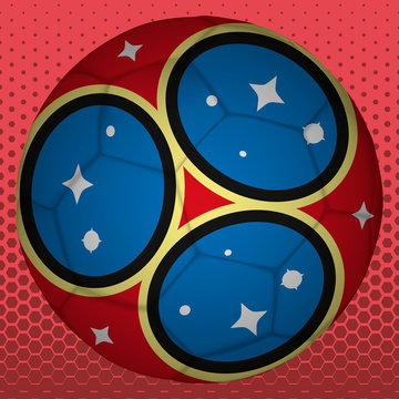 Soccer ball on red background